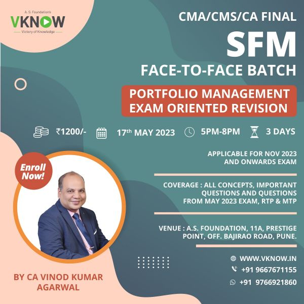 Picture of CMA/CMS/CA Final SFM - Portfolio Management Exam Oriented Revision by CA Vinod Kumar Agarwal (English)