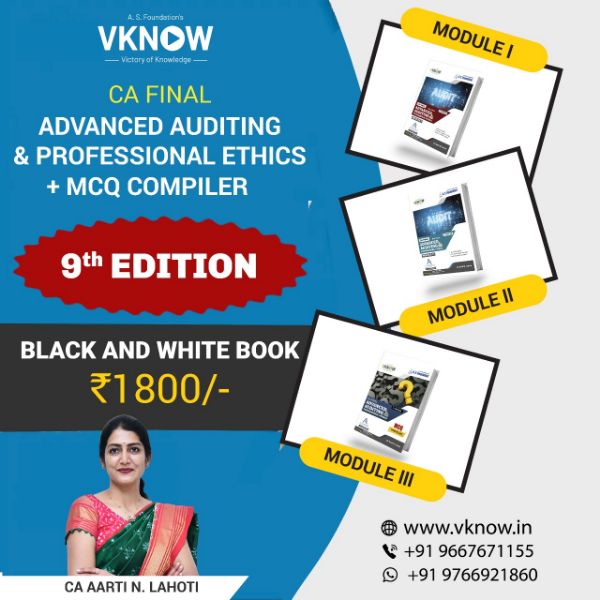 Picture of Book CA Final Audit - Module I, II & III (with MCQ) - 9th Edition (Black & White Printed Book) By CA Aarti N Lahoti