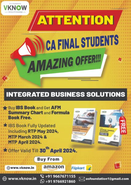 Picture of Integrated Business Solutions (IBS) Book by CA, CPA Vinod Kumar Agarwal Sir and get a FREE AFM Summary Chart & Formula Book!